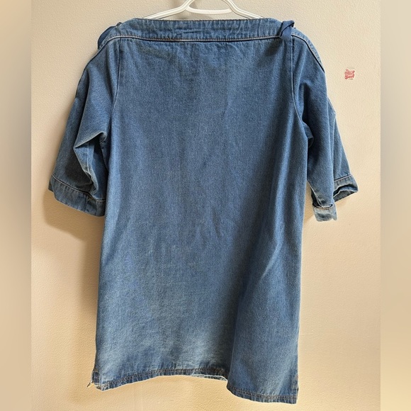 NEW Anthropologie Maeve Denim Mini Shift Dress w/ Lace Up Shoulders Women’s S - Picture 10 of 10